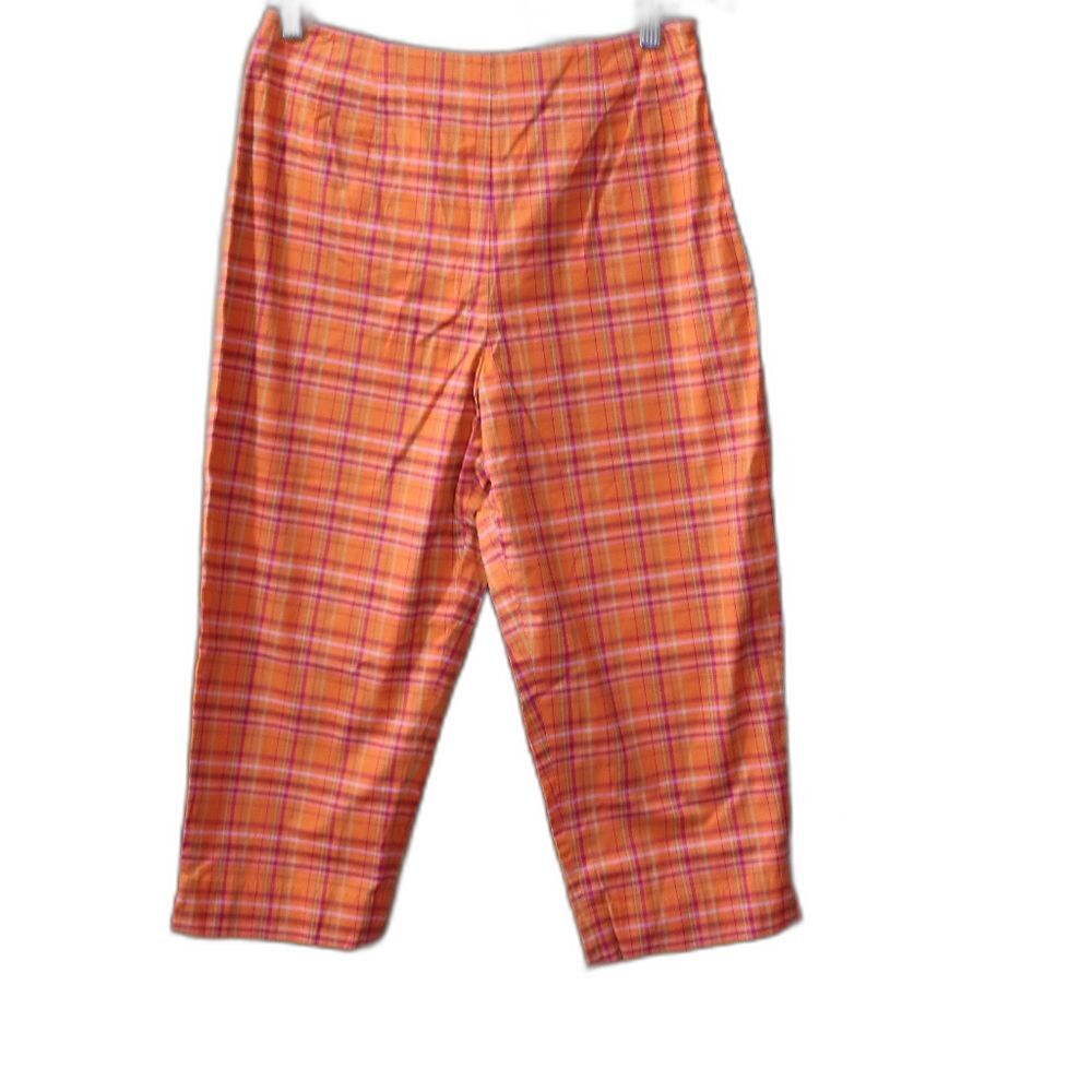 Telluride Women’s Bright Orange Plaid Capri Pants Size 10 NWT Y2K Streetwear